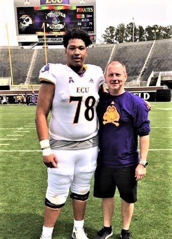 Kaizer Ray plays in East Carolina spring football game