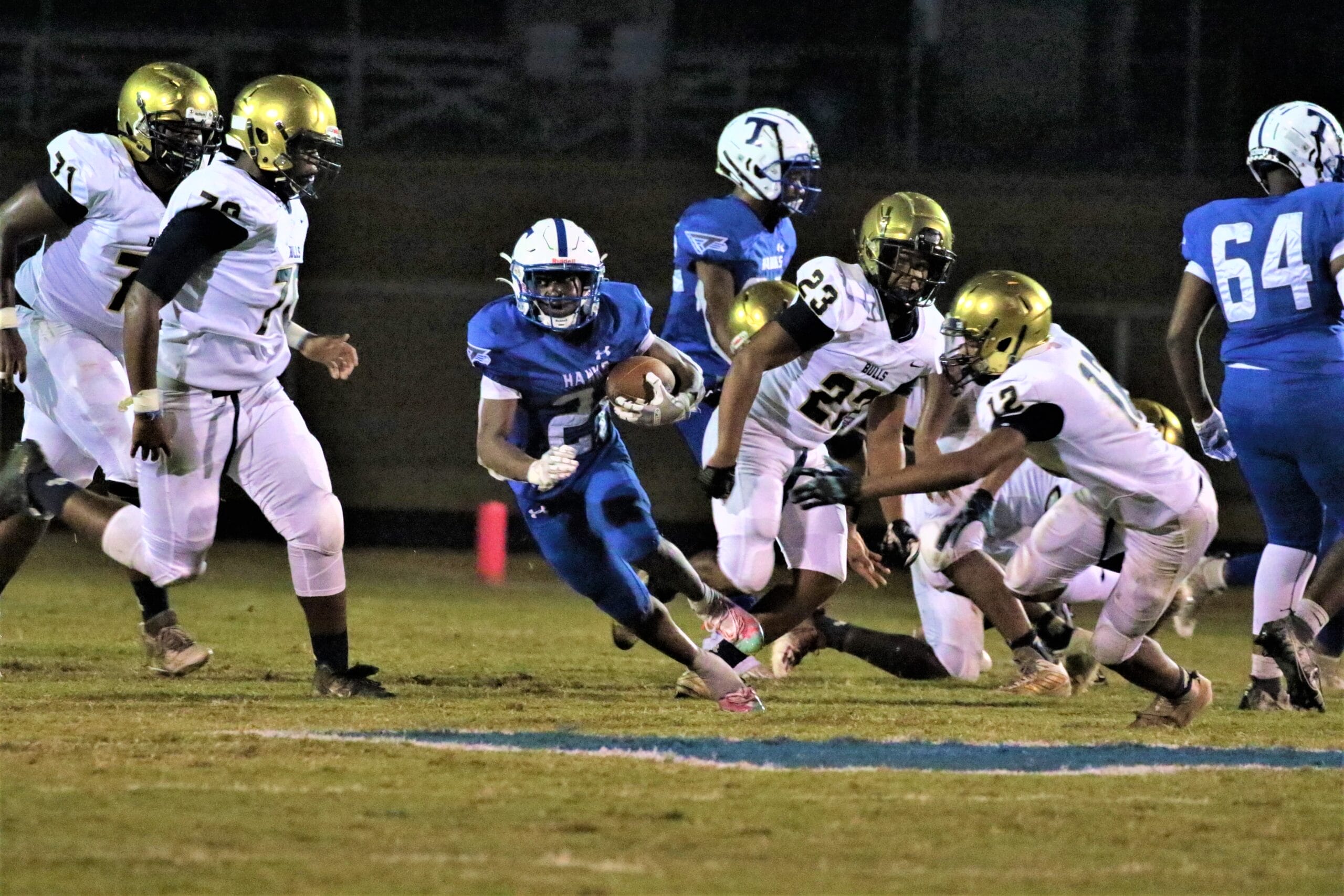 Hawks win All American opener, 37-34, over E.E. Smith